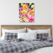 Toile Rassemblement splendide - Fleurs roses et orange (Insitu(Chambre))