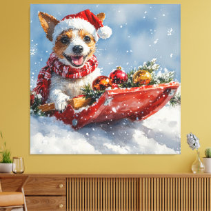Toile Rat Terrier Chien dans la corniche Laissez-le neig