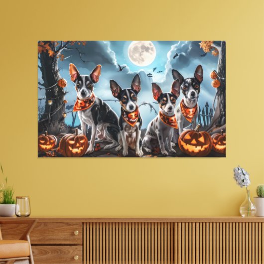 Toile Rat Terrier Halloween Éffrayant (Insitu(Salon))