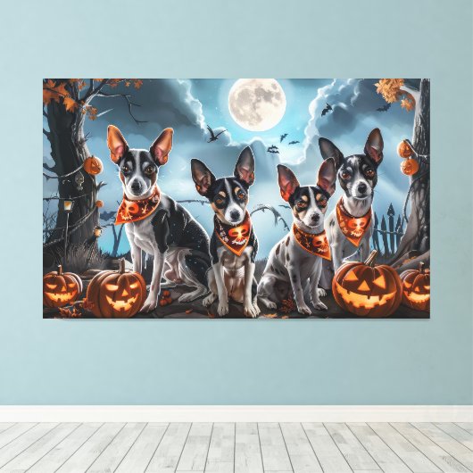 Toile Rat Terrier Halloween Éffrayant (Insitu (Plancher de Bois))