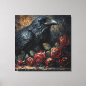 Toile Raven and Red Roses Gothic Art (Recto)
