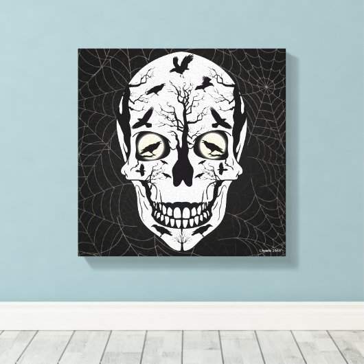 Toile Ravens Skull Skeleton Wall Art Décor (Insitu (Plancher de Bois))
