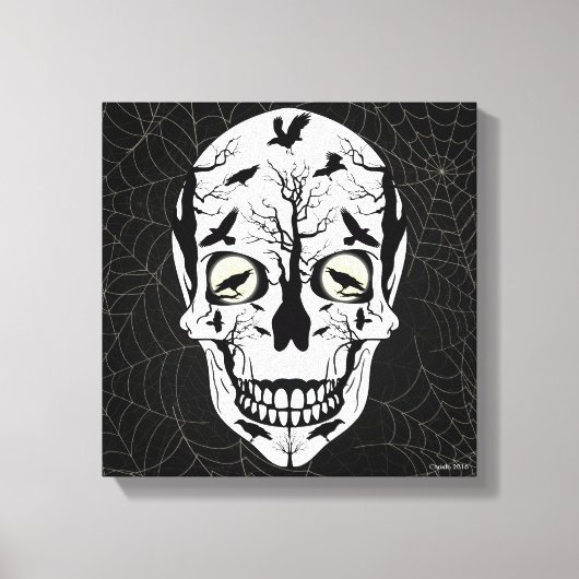 Toile Ravens Skull Skeleton Wall Art Décor (Recto)