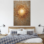 Toile Rayonnement de soleil doré Texturé Abstrait Mur Ar (Insitu(Chambre))