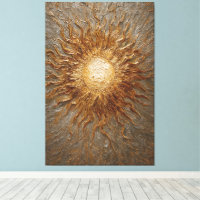 Rayonnement de soleil doré Texturé Abstrait Mur Ar