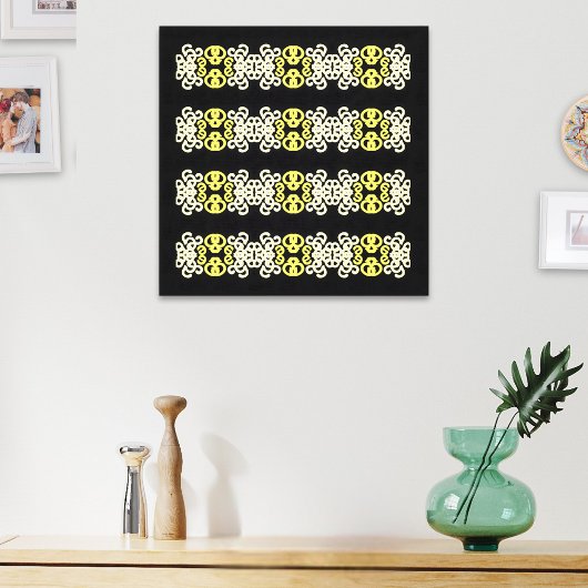 Toile Rayure Ornementale Jaune Doré Motif Sans Couture