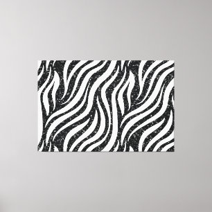 Toile Rayures de zèbre noir pailleté animal sauvage chic