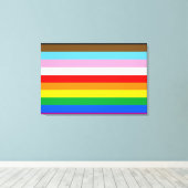 Toile Rayures du drapeau de progrès LGBTQ+ (Insitu (Plancher de Bois))