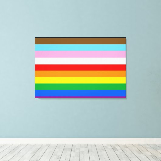 Toile Rayures du drapeau de progrès LGBTQ+ (Insitu (Plancher de Bois))
