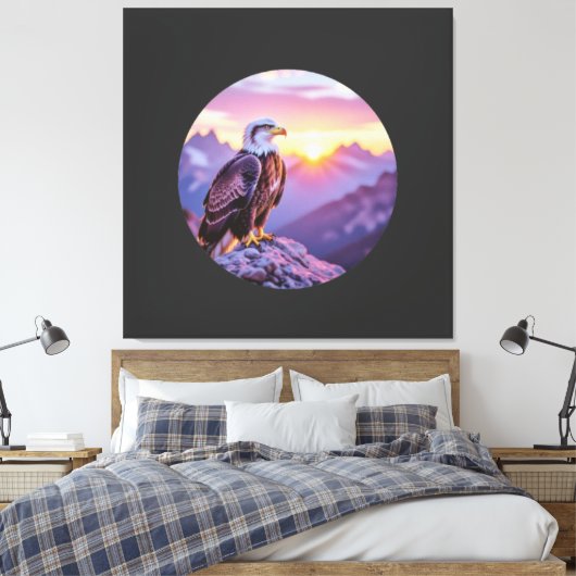 Toile Realistic Eagle on Rock – Majestic Wildlife Scene (Insitu(Chambre))
