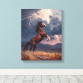 Toile Rearing Horse Lightning Storm Painting (Insitu (Plancher de Bois))