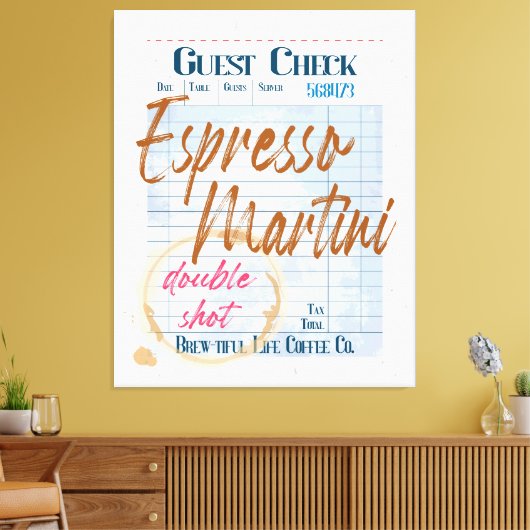 Toile Réception du chèque client Espresso Martini double (Insitu(Salon))
