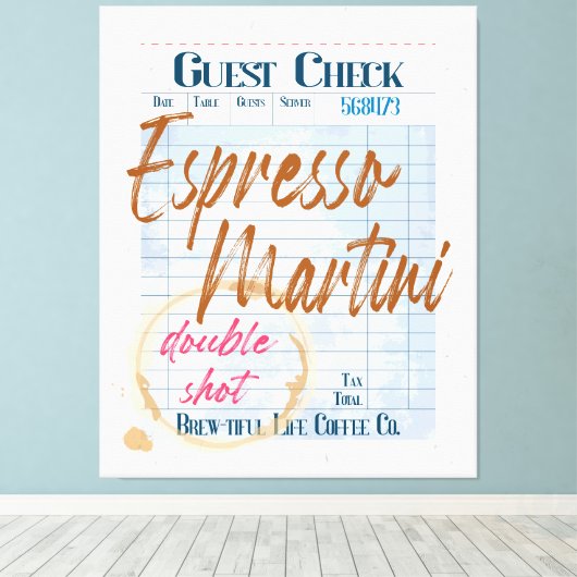 Toile Réception du chèque client Espresso Martini double (Insitu (Plancher de Bois))
