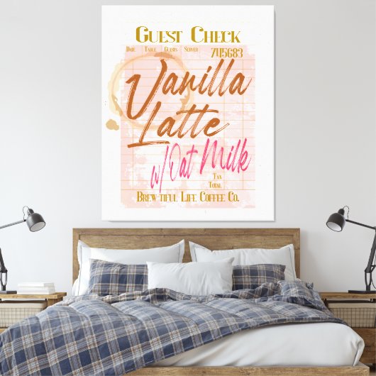 Toile Réception du chèque client Vanilla Latte café lait (Insitu(Chambre))