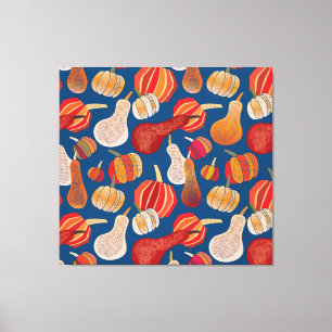 Toile Récolte d'action de grâces : Art Vintage Citrouill