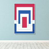 Toile Rectangle Abstrait en rouge, blanc et bleu (Insitu (Plancher de Bois))