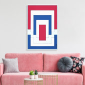 Toile Rectangle Abstrait en rouge, blanc et bleu (Insitu(Salon))