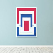 Toile Rectangle Abstrait en rouge, blanc et bleu (Insitu (Plancher de Bois))