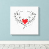 Toile Red Angel Coeur avec ailes (Insitu (Plancher de Bois))