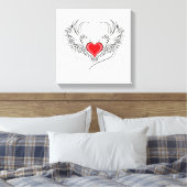 Toile Red Angel Coeur avec ailes (Insitu(Chambre))