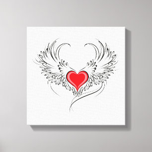Toile Red Angel Coeur avec ailes
