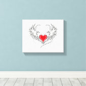 Toile Red Angel Coeur avec ailes (Insitu (Plancher de Bois))
