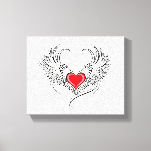 Toile Red Angel Coeur avec ailes (Recto)