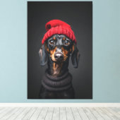 Toile Red Beanie Dachshund (Insitu (Plancher de Bois))