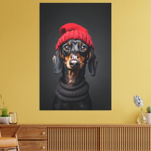 Toile Red Beanie Dachshund (Insitu(Salon))
