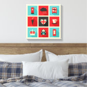 Toile Red & Blue Retro Londres Collage (Insitu(Chambre))