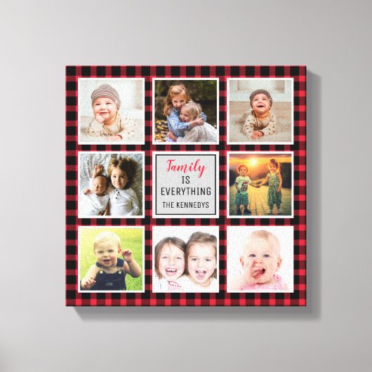 Toile Red Buffalo Plaid Christmas Photo Collage (Recto)