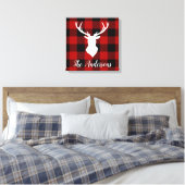 Toile Red Buffalo Plaid & Deer | Nom personnel Cadeau (Insitu(Chambre))
