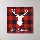 Toile Red Buffalo Plaid & Deer | Nom personnel Cadeau (Recto)