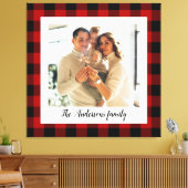 Toile Red Buffalo Plaid & Nom Personnel Et Photo (Insitu(Salon))