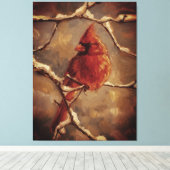 Toile Red Cardinal Bird Oil Painting – Winter Branch (Insitu (Plancher de Bois))