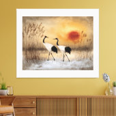 Toile Red crowned cranes, watercolor artwork, (Insitu(Salon))