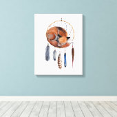 Toile Red Fox dormant sur Dreamcatcher (Insitu (Plancher de Bois))
