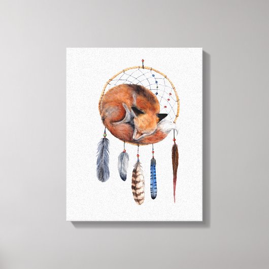 Toile Red Fox dormant sur Dreamcatcher (Recto)