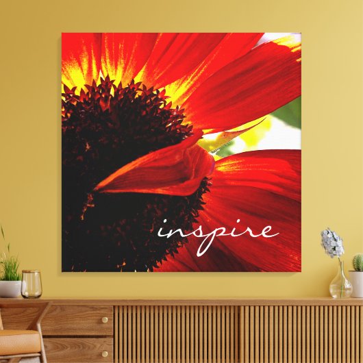 Toile Red Gerbera Daisy Bold Modern Photo Inspire Script (Insitu(Salon))