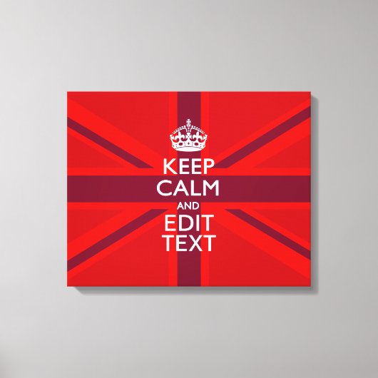 Toile Red Keep Calm And Your Text on Union Jack Flag (Recto)