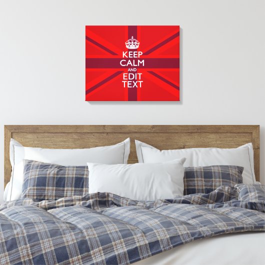 Toile Red Keep Calm And Your Text on Union Jack Flag (Insitu(Chambre))