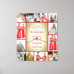 Toile Red Knot Union Double Bonheur Mariage chinois