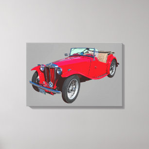 Toile Red MG Convertible Antique Sports Car