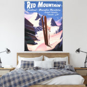 Toile Red Mountain Colombie-Britannique, affiche de ski (Insitu(Chambre))