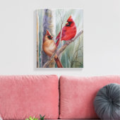 Toile Red Northern Cardinal Bird Pair Aquarelle Art (Insitu(Salon))