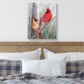 Toile Red Northern Cardinal Bird Pair Aquarelle Art (Insitu(Chambre))
