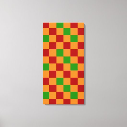Toile Red Orange Green Checkered Pattern Design  (Recto)