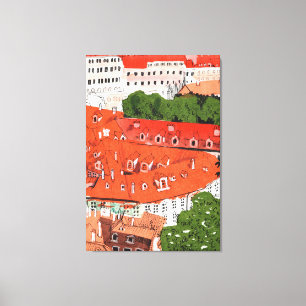 Toile Red Roofs Prague Tchèque Cityscape Papier Collage 