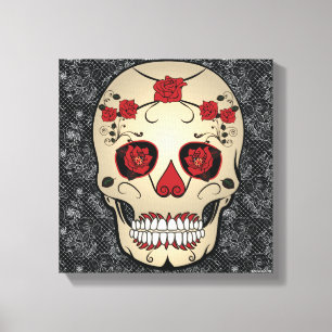 Toile Red Rose Skull Art Décor Jour des morts