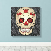 Toile Red Rose Skull Art Décor Jour des morts (Insitu (Plancher de Bois))